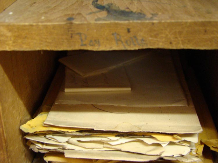 Hand Labeled In Pencil Cubby Holes Inside the Desk
